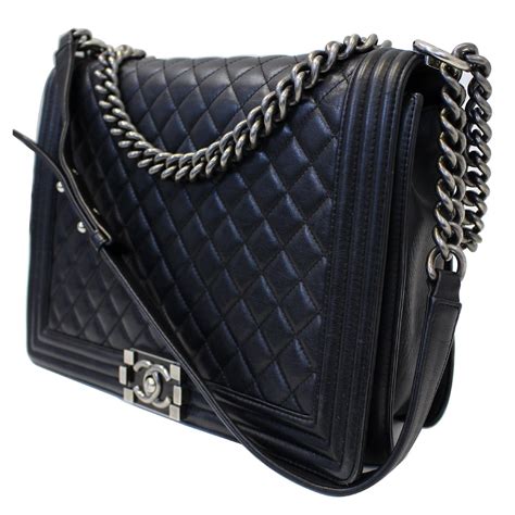 chanel boy quilted flap bag black|Chanel quilted shoulder bag.